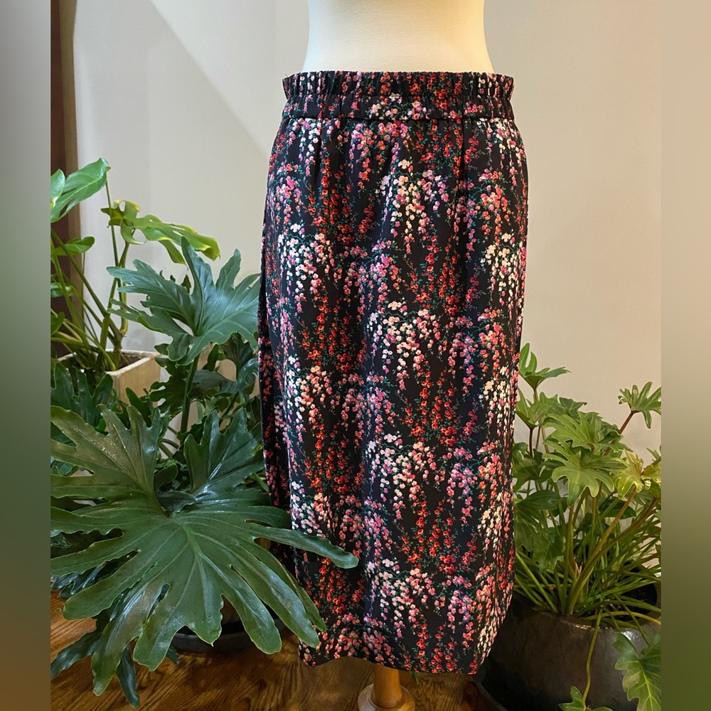 J.Crew Pink and Black Rose Floral Skirt - Size M